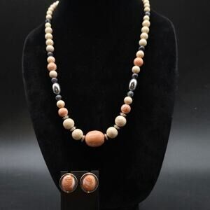 Avon 1988 Desert Sands Peach Beige Beaded Jewelry Set Vintage